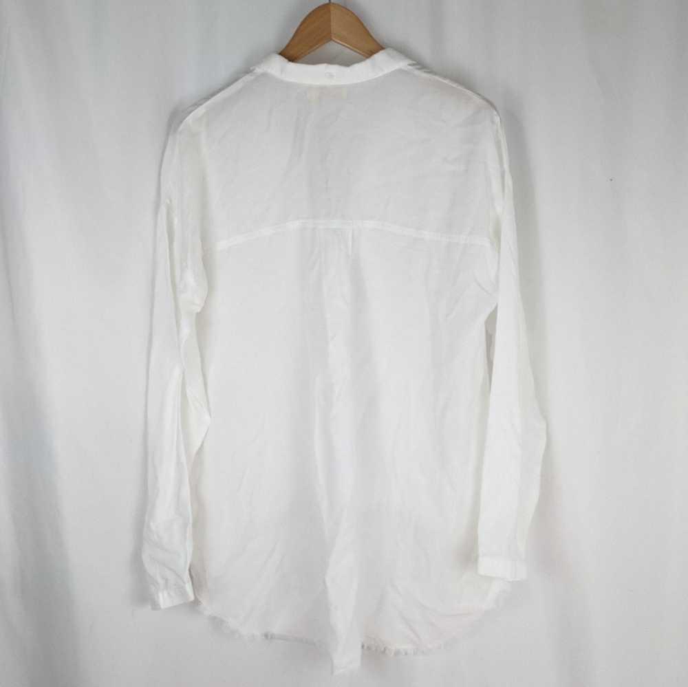 NEW Cloth & Stone Button Down Frayed Hi Lo Shirt - Picture 4 of 7